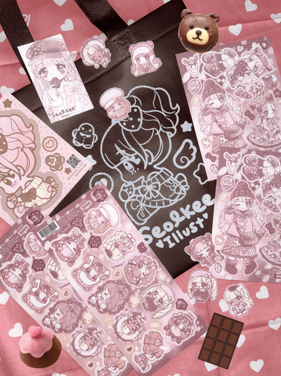 [SK46] NEW Seolkee 'Deer Cookie Girl' Sticker Sheet - Seolkee__korean_sticker_stationery
