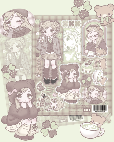 [SK47] NEW Seolkee 'Matcha Latte' Sticker Sheet Pack (Singles/Pack) - Seolkee_SK47S1 - Matcha Lover Girl_korean_sticker_stationery