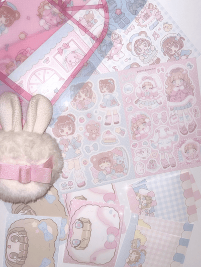 [SK54] NEW RESTOCK Seolkee x Rayeon Fancy 'Happy Puff' Sticker Sheet Pack - Seolkee__korean_sticker_stationery