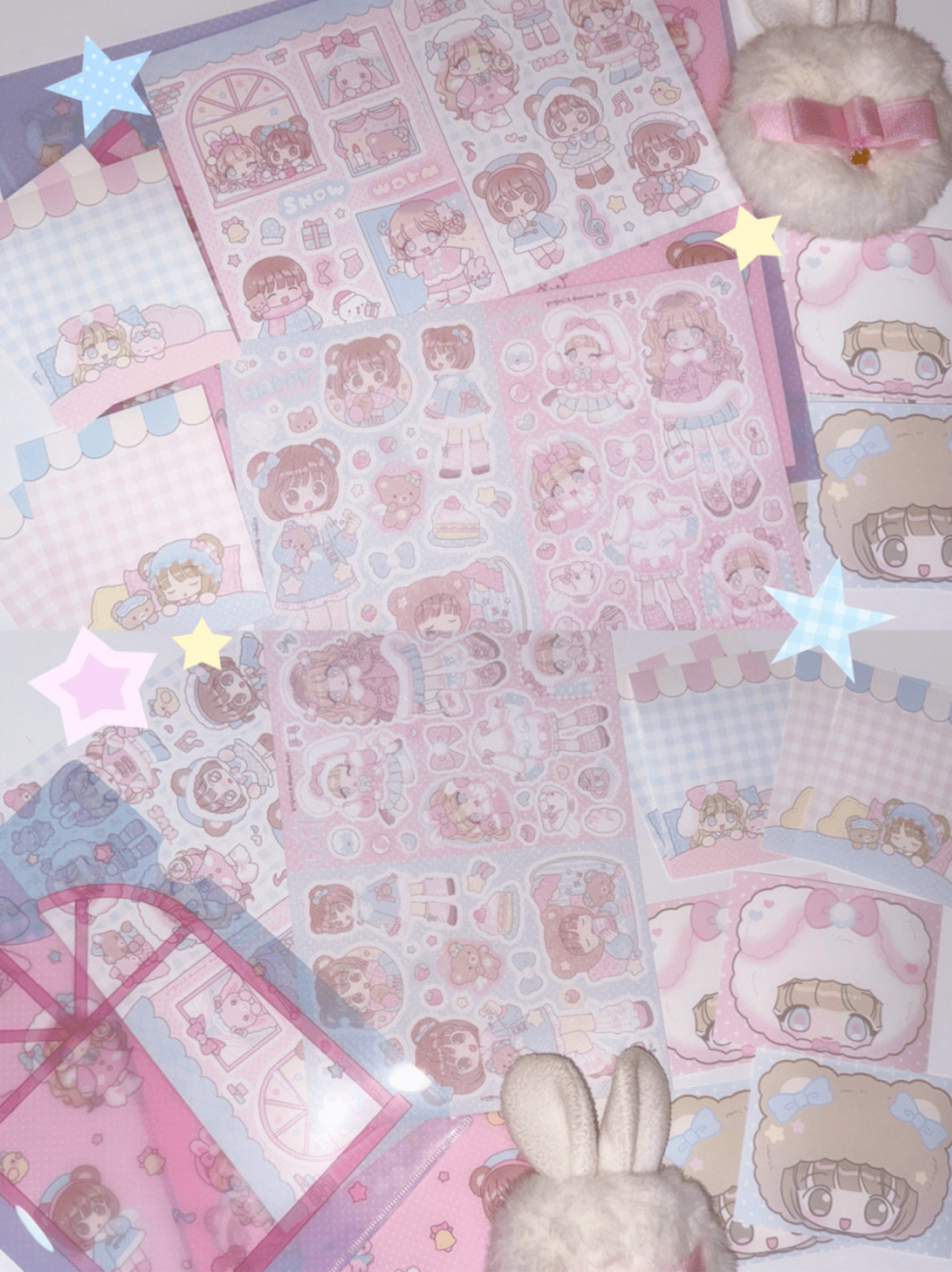 [SK54] NEW RESTOCK Seolkee x Rayeon Fancy 'Happy Puff' Sticker Sheet Pack - Seolkee__korean_sticker_stationery
