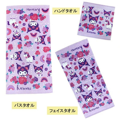 [SN06] Sanrio Kuromi Roses Face Towel - Nomura Towel__korean_sticker_stationery