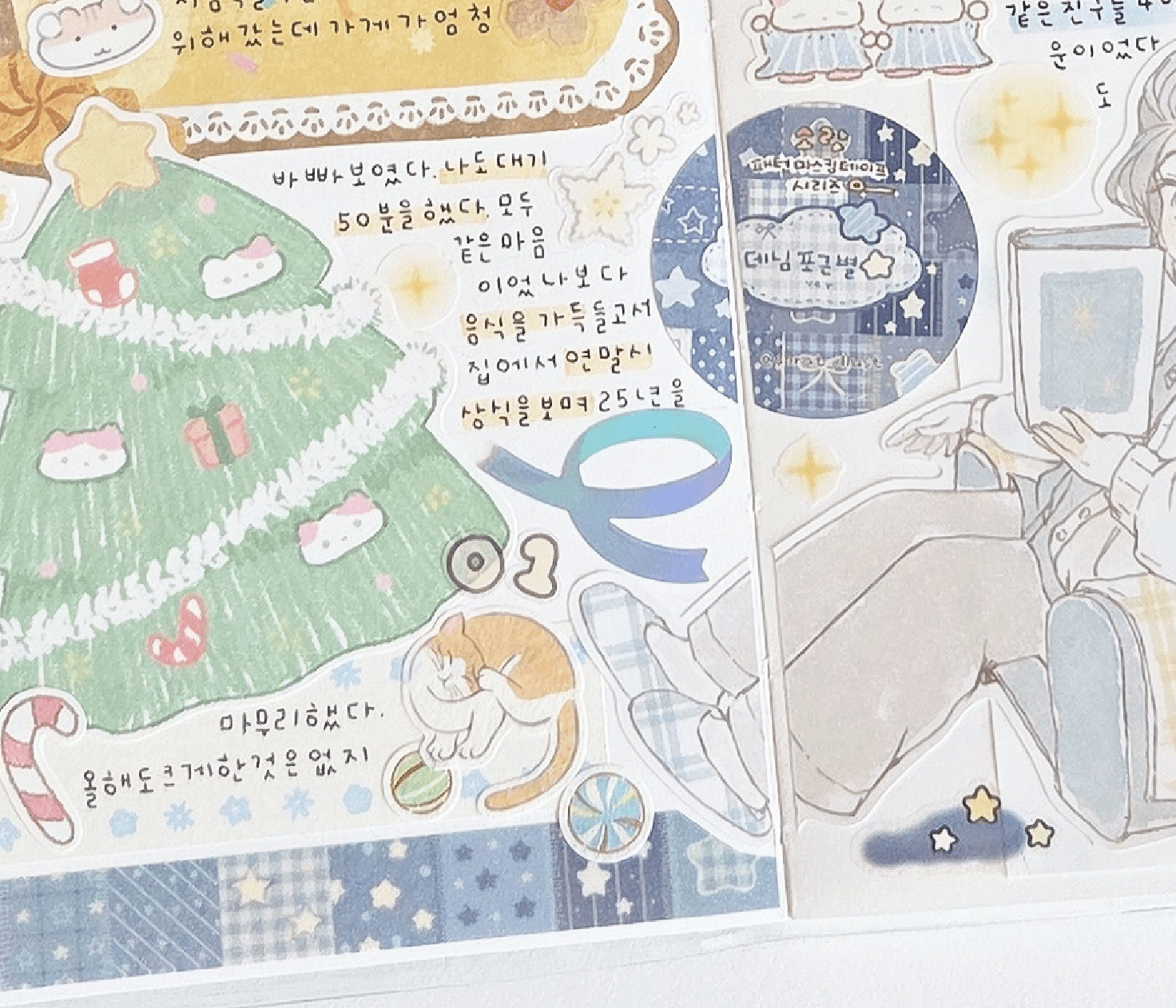 [SR04] NEW Sorat 'Clover Bunny/Denim Fluffy Star' Glitter Masking Tape (options) - Sorat_SR04S2 - Denim Fluffy Star_korean_sticker_stationery