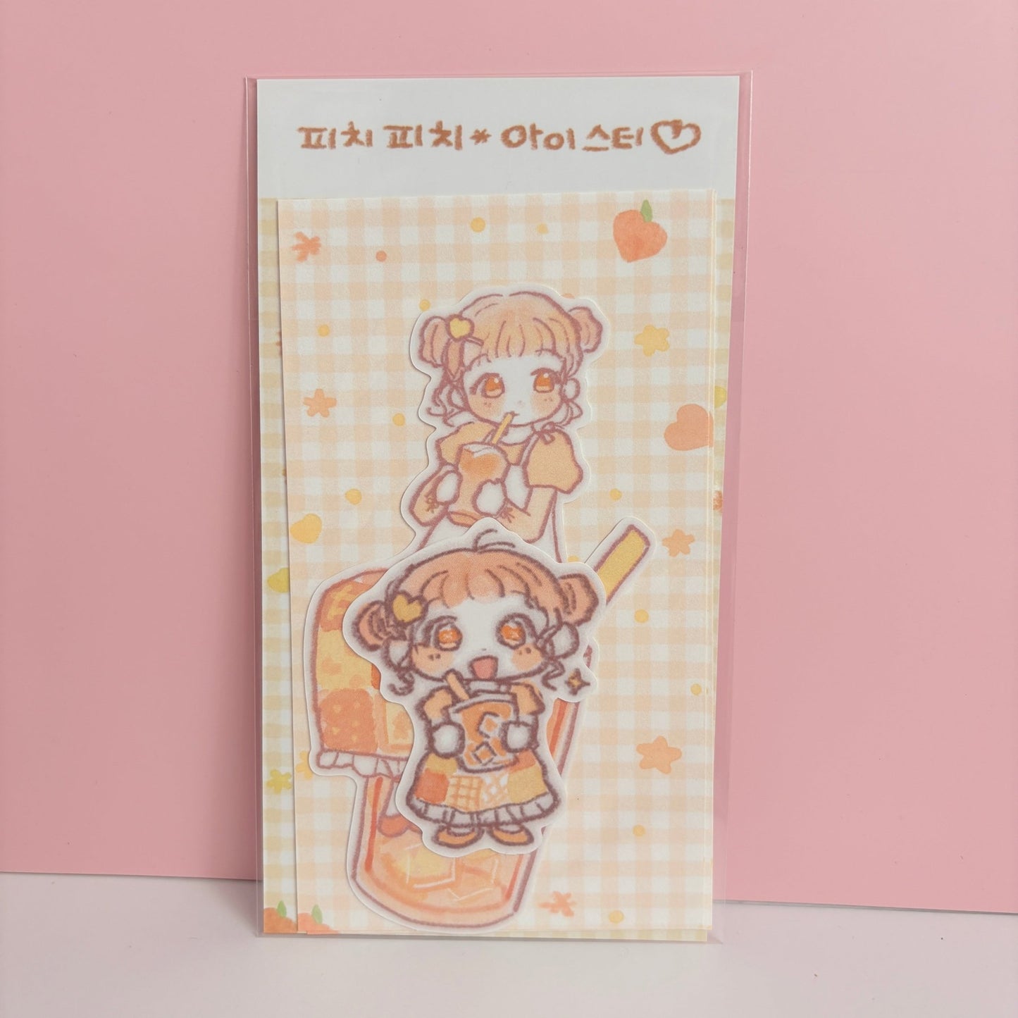 [SR07] NEW Sorat 'Visiting Cafe - Drink Girls' Set (options) - Sorat_SR07S5 - Peach Iced Tea_korean_sticker_stationery