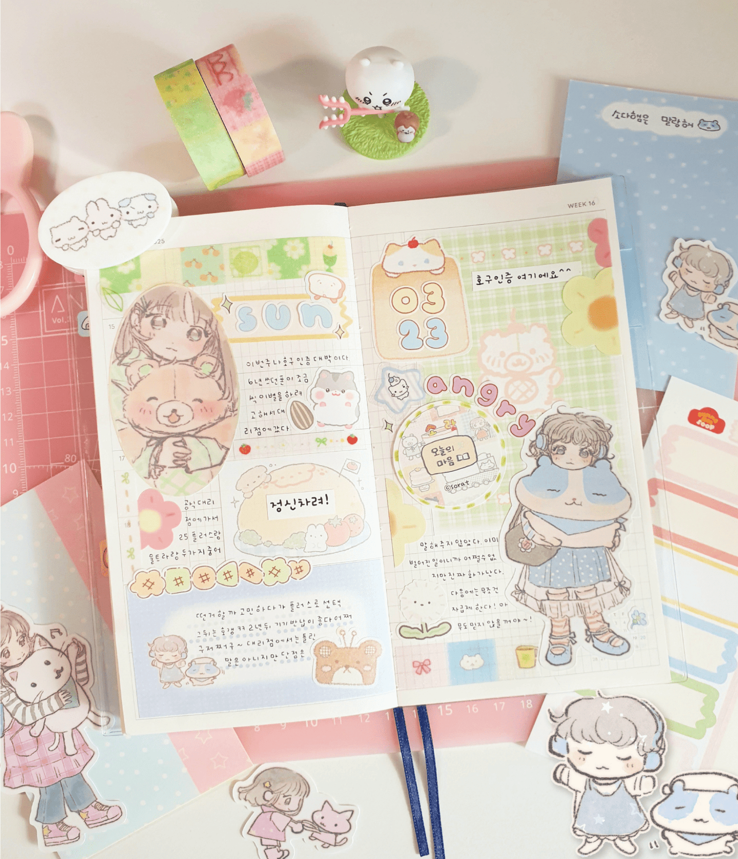 [SR08] NEW Sorat 'Besties' Sticker Set (Singles/Set) - Sorat_SR08 - Set (6)_korean_sticker_stationery