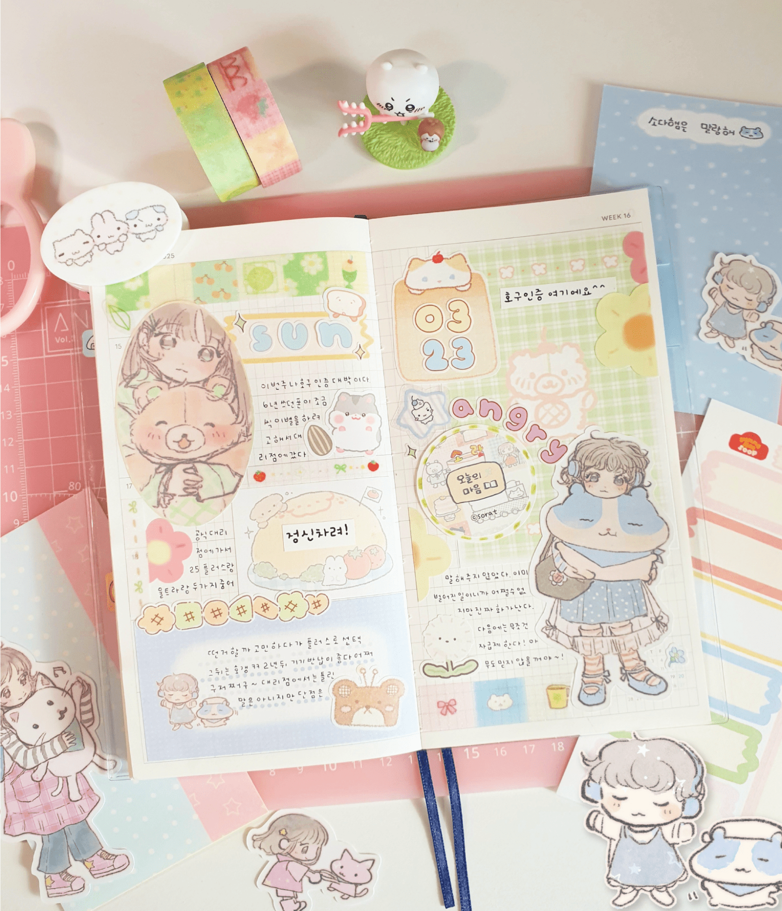 [SR08] NEW Sorat 'Besties' Sticker Set (Singles/Set) - Sorat_SR08 - Set (6)_korean_sticker_stationery