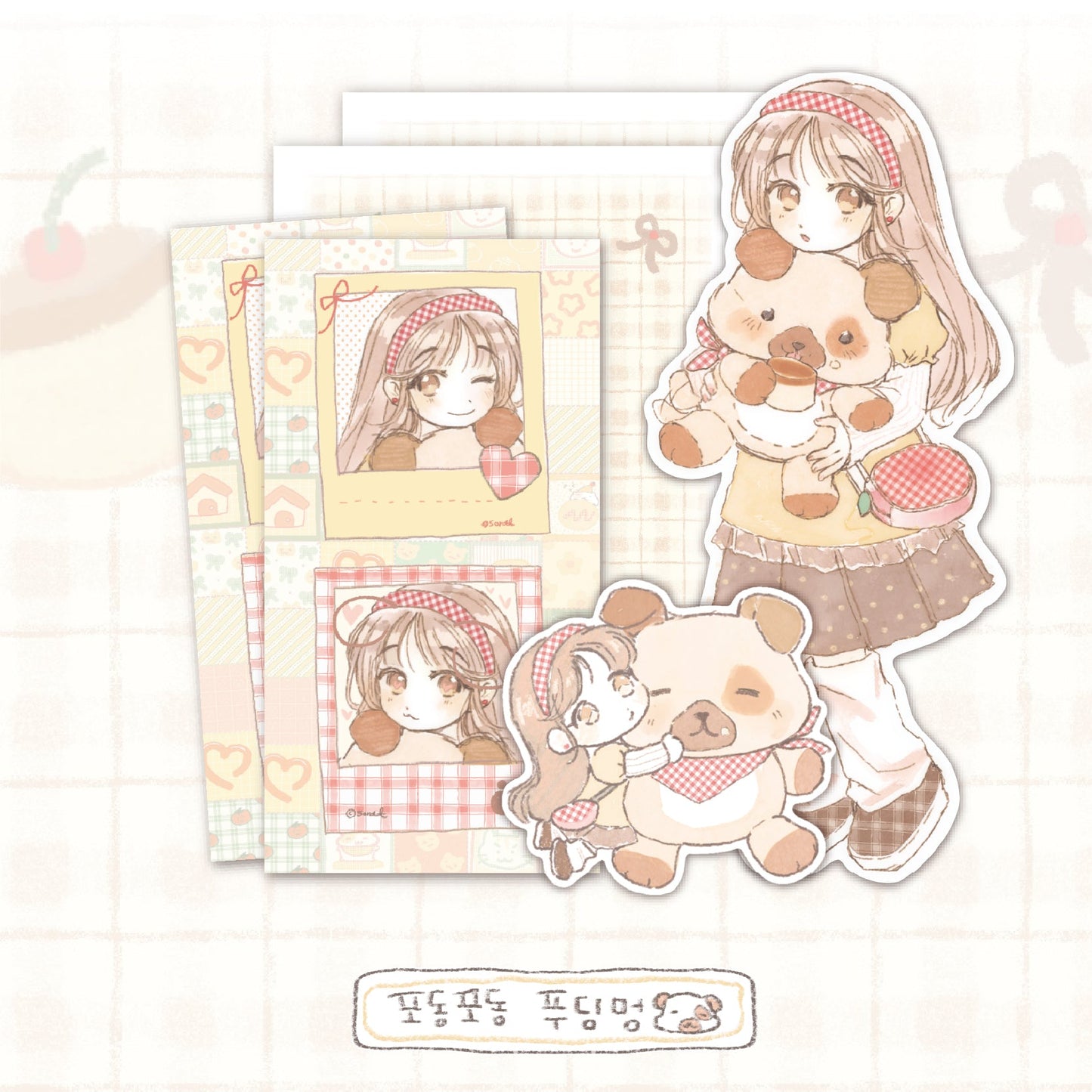 [SR15] NEW Sorat 'Pudding Puppy/Derpy Cat/Fluffy Toto' Sticker Set (options) - Sorat_SR15S1 - Pudding Puppy_korean_sticker_stationery