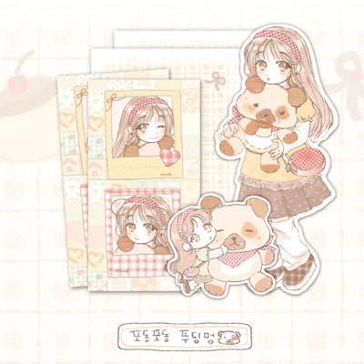 [SR15] NEW Sorat 'Pudding Puppy/Derpy Cat/Fluffy Toto' Sticker Set (options) - Sorat_SR15S1 - Pudding Puppy_korean_sticker_stationery