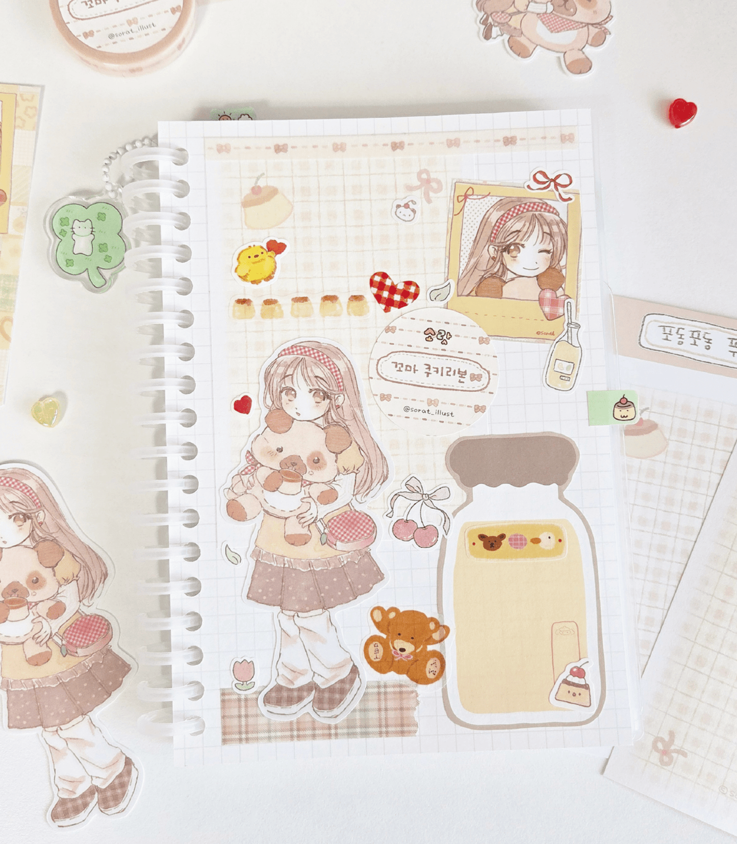 [SR15] NEW Sorat 'Pudding Puppy/Derpy Cat/Fluffy Toto' Sticker Set (options) - Sorat_SR15S1 - Pudding Puppy_korean_sticker_stationery