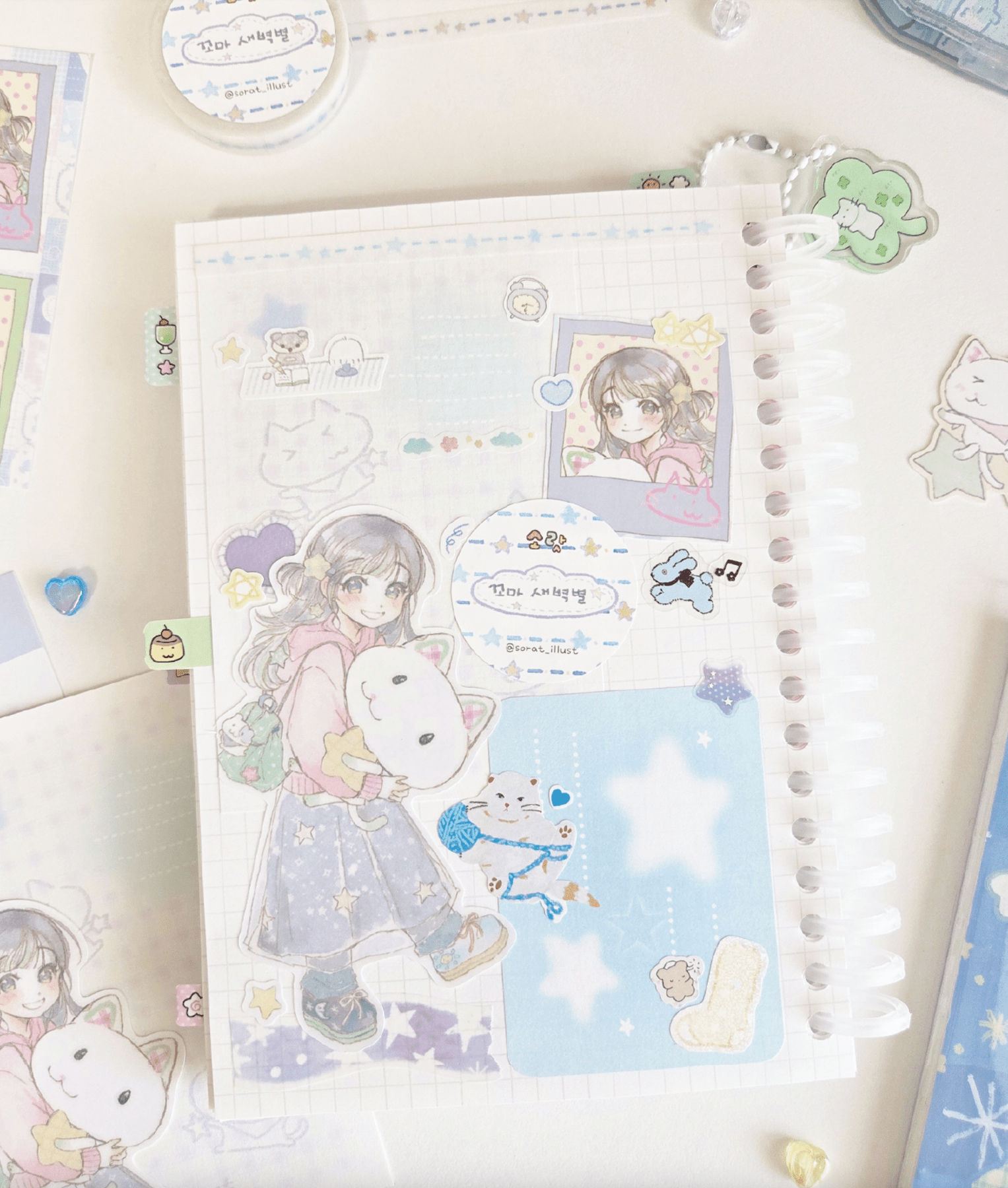 [SR15] NEW Sorat 'Pudding Puppy/Derpy Cat/Fluffy Toto' Sticker Set (options) - Sorat_SR15S2 - Derpy Cat_korean_sticker_stationery