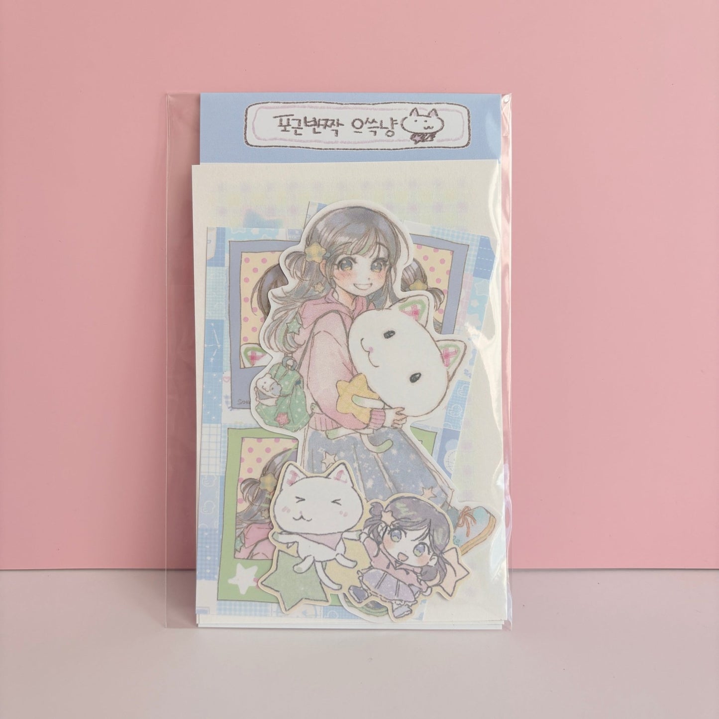 [SR15] NEW Sorat 'Pudding Puppy/Derpy Cat/Fluffy Toto' Sticker Set (options) - Sorat_SR15S2 - Derpy Cat_korean_sticker_stationery