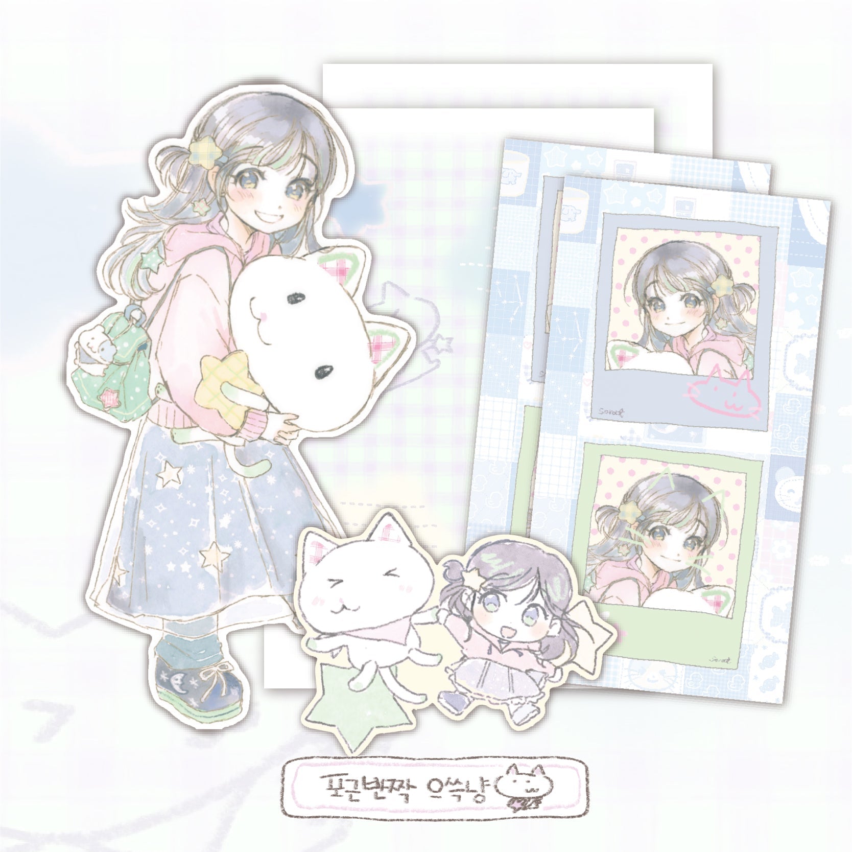 [SR15] NEW Sorat 'Pudding Puppy/Derpy Cat/Fluffy Toto' Sticker Set (options) - Sorat_SR15S2 - Derpy Cat_korean_sticker_stationery