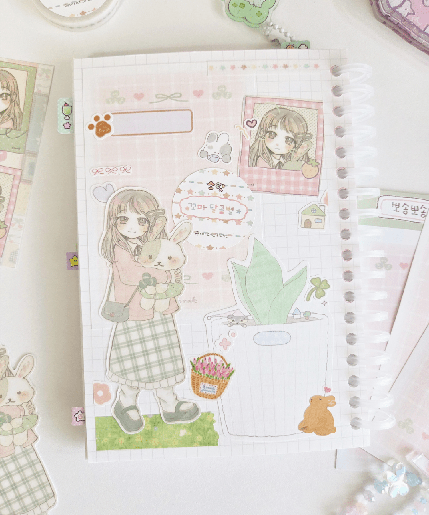 [SR15] NEW Sorat 'Pudding Puppy/Derpy Cat/Fluffy Toto' Sticker Set (options) - Sorat_SR15S3 - Fluffy Toto (Rabbit)_korean_sticker_stationery