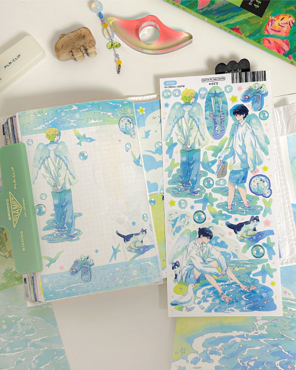 [SS07] NEW RESTOCK Sik Sik in the House 'Summer Solstice' Sticker Sheet Pack (Singles/Pack) -Sik Sik in the House_SS07S4 - Wave Fragment_korean_sticker_stationery