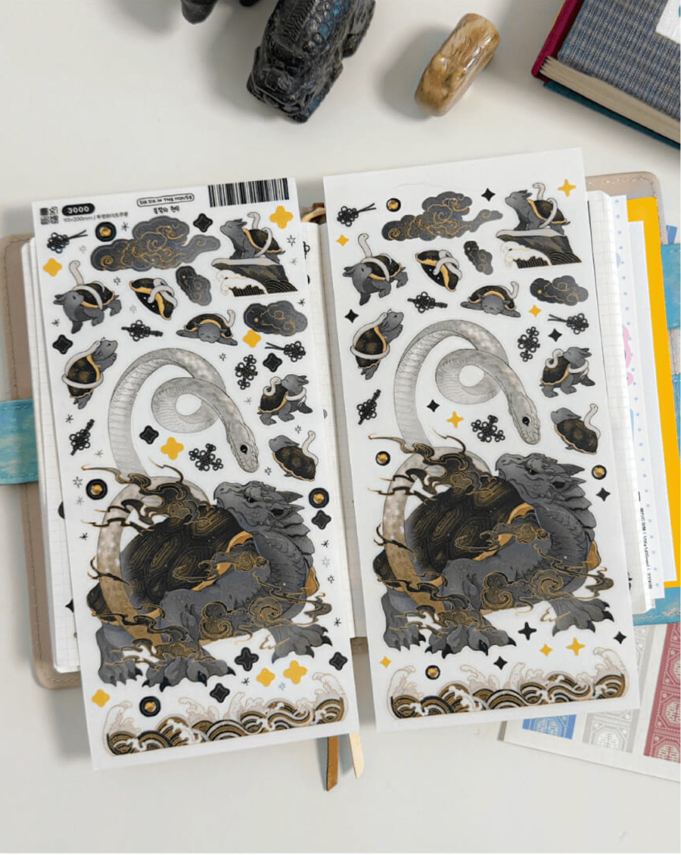 [SS46] Sik Sik in the House 'Fantasy Dream Four Guardians' Sticker Sheet Pack (Singles/Pack) - Sik Sik in the House_SS45S4 - Turtle Snake_korean_sticker_stationery