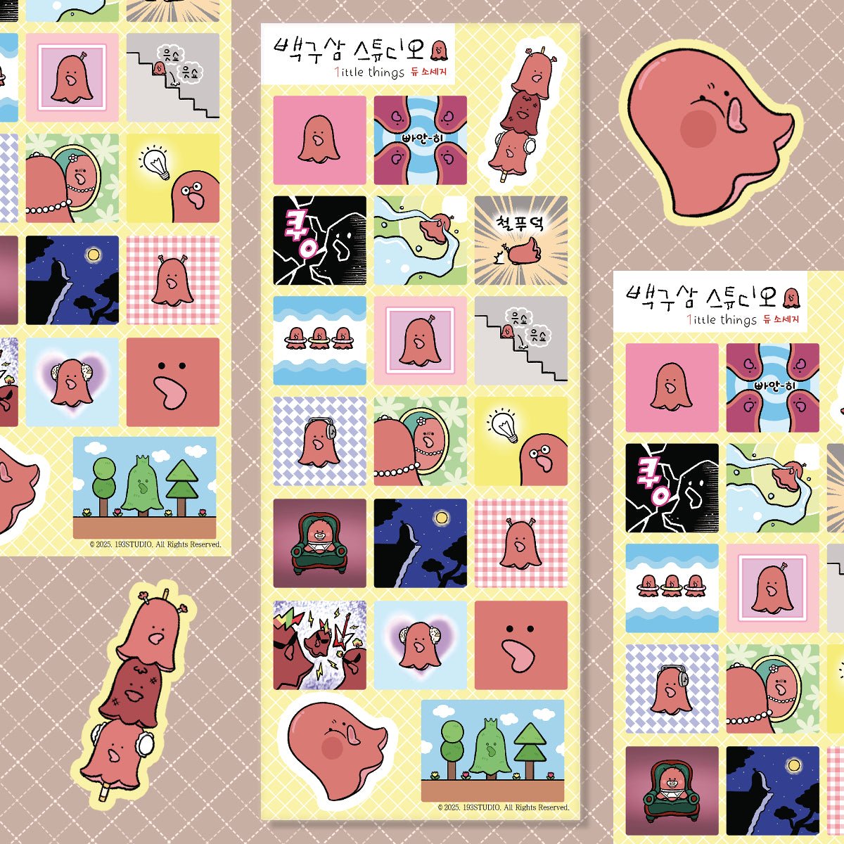 [ST08] NEW Studio 193 '1ittle things Sausage' Removable Sticker Sheet - Studio 193__korean_sticker_stationery