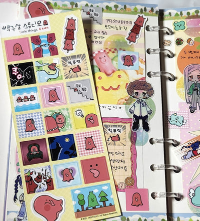 [ST08] NEW Studio 193 '1ittle things Sausage' Removable Sticker Sheet - Studio 193__korean_sticker_stationery