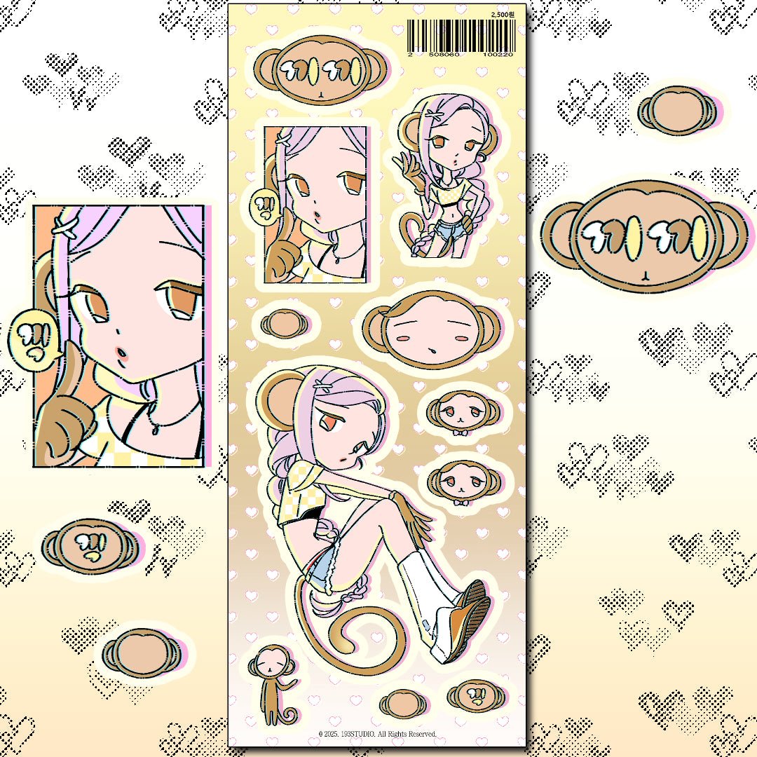 [ST09] NEW Studio 193 'Kee Kee Leah' Removable Sticker Sheet - Studio 193__korean_sticker_stationery