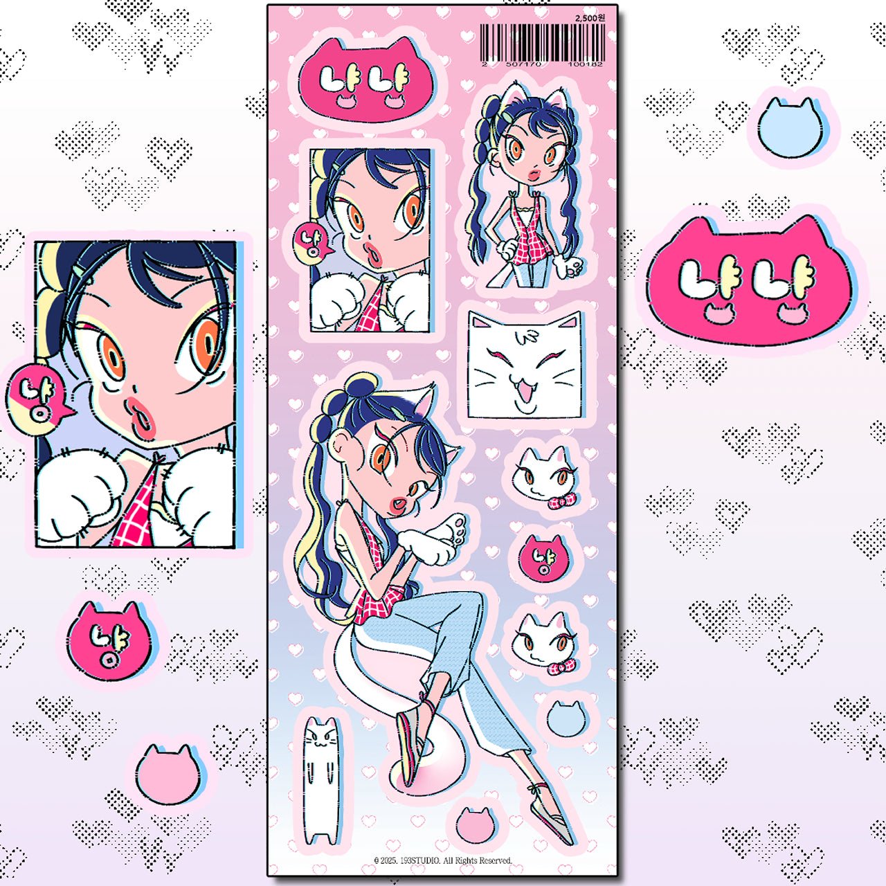 [ST10] NEW Studio 193 'Nya Nya Nikki' Removable Sticker Sheet - Studio 193__korean_sticker_stationery