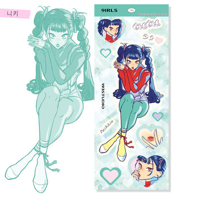 [ST11] NEW Studio 193 'Heart Heart Girls (Nikki/Leah)' Sticker Sheets (options) - Studio 193_ST11S1 - Nikki_korean_sticker_stationery
