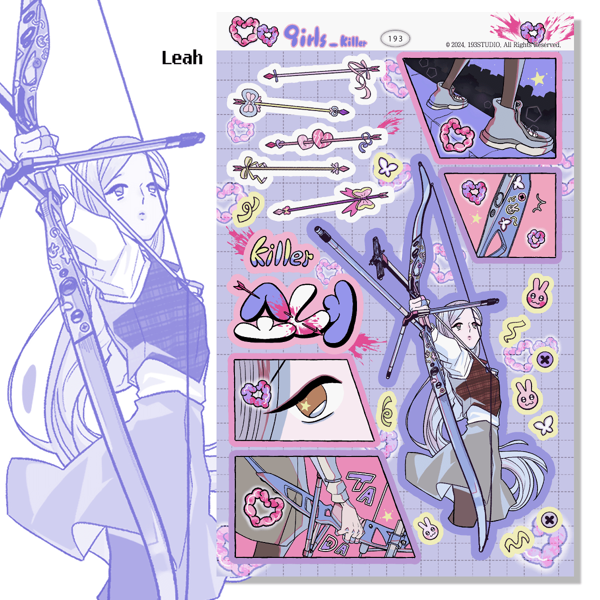 [ST16] NEW Studio 193 'Killer Girls' Removable Sticker Sheet (options) - Studio 193_ST16S3 - Leah_korean_sticker_stationery