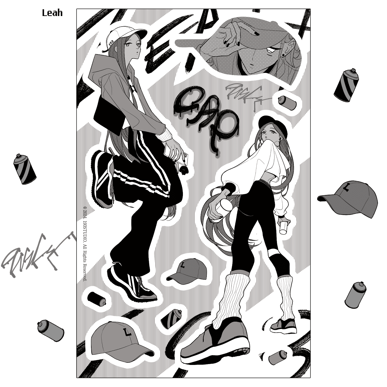 [ST17] NEW Studio 193 'CAP' Removable Sticker Sheet (options) - Studio 193_ST17S2 - Leah_korean_sticker_stationery