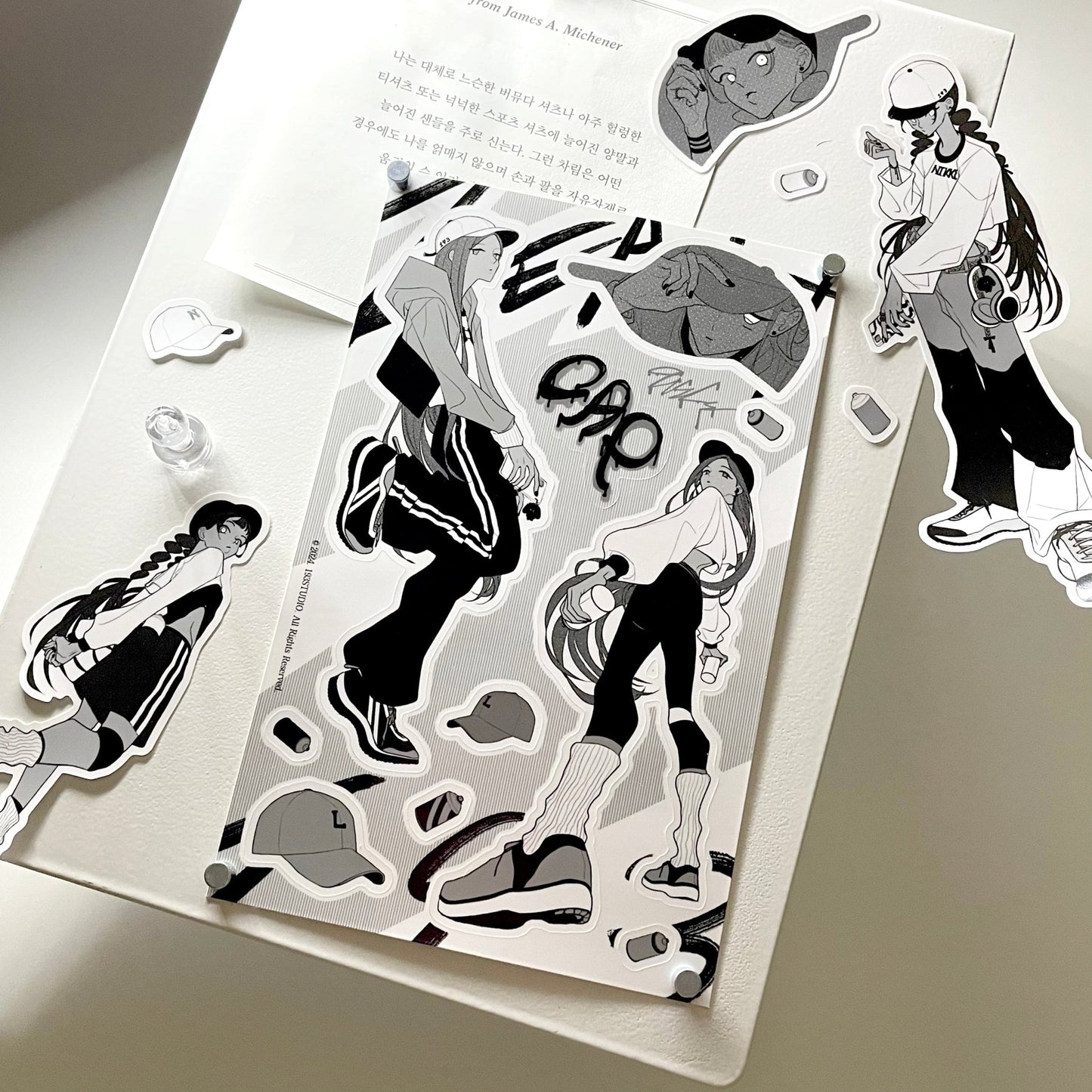 [ST17] NEW Studio 193 'CAP' Removable Sticker Sheet (options) - Studio 193_ST17S2 - Leah_korean_sticker_stationery