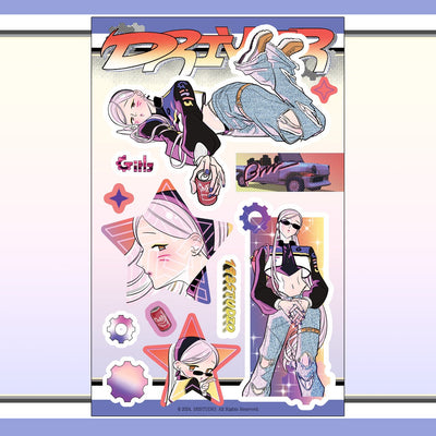 [ST19] NEW Studio 193 'Driver' Removable Sticker Sheet (options) - Studio 193_ST19S2 - Leah_korean_sticker_stationery