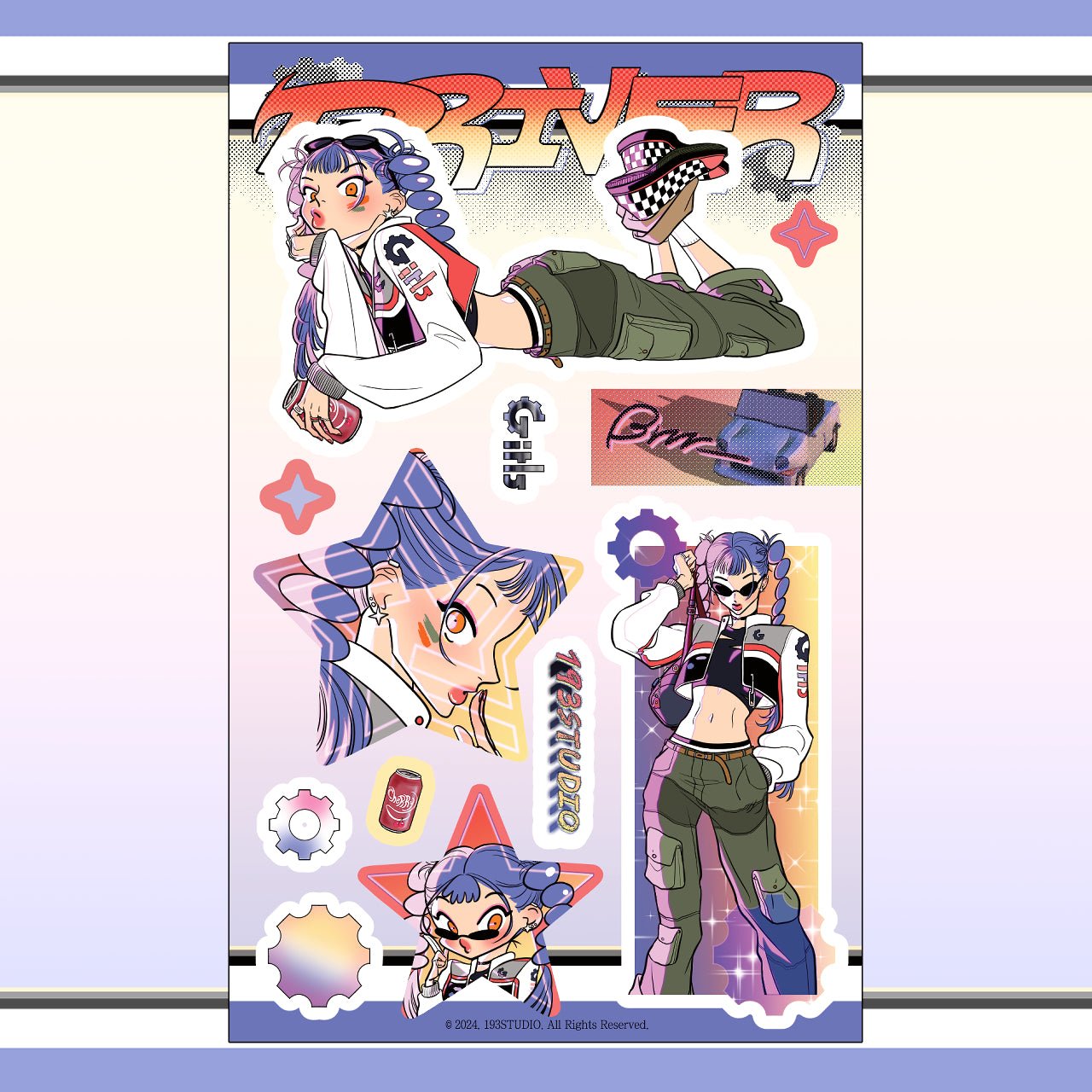 [ST19] NEW Studio 193 'Driver' Removable Sticker Sheet (options) - Studio 193_ST19S1 - Nikki_korean_sticker_stationery