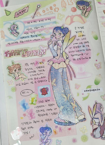 [ST20] NEW Studio 193 'Fairy? Girls! Nikki' Removable Sticker Sheet - Studio 193__korean_sticker_stationery