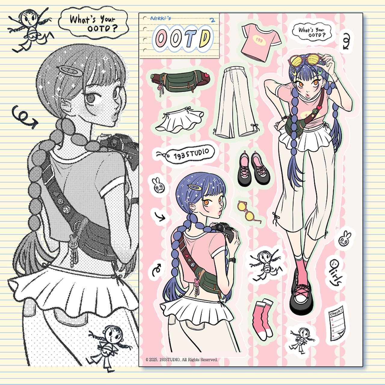 [ST23] NEW Studio 193 'OOTD 2' Removable Sticker Sheet (options) - Studio 193_ST23S1 - Nikki_korean_sticker_stationery