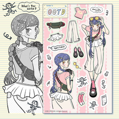 [ST23] NEW Studio 193 'OOTD 2' Removable Sticker Sheet (options) - Studio 193_ST23S1 - Nikki_korean_sticker_stationery