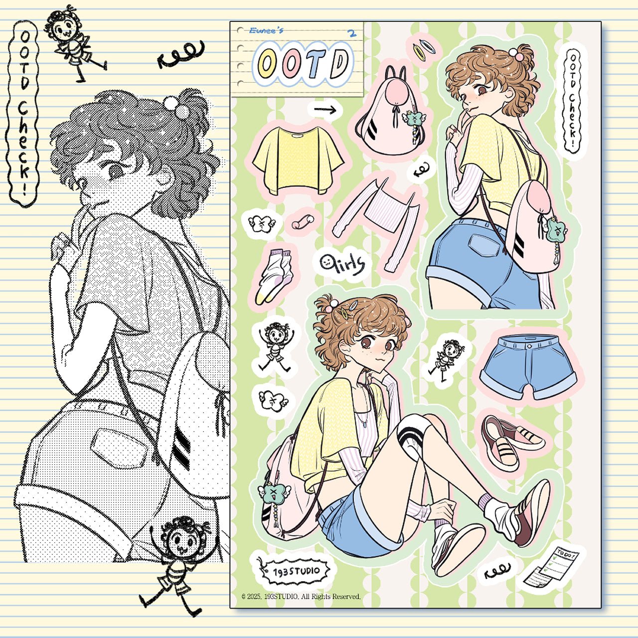 [ST23] NEW Studio 193 'OOTD 2' Removable Sticker Sheet (options) - Studio 193_ST23S3 - Eunee_korean_sticker_stationery
