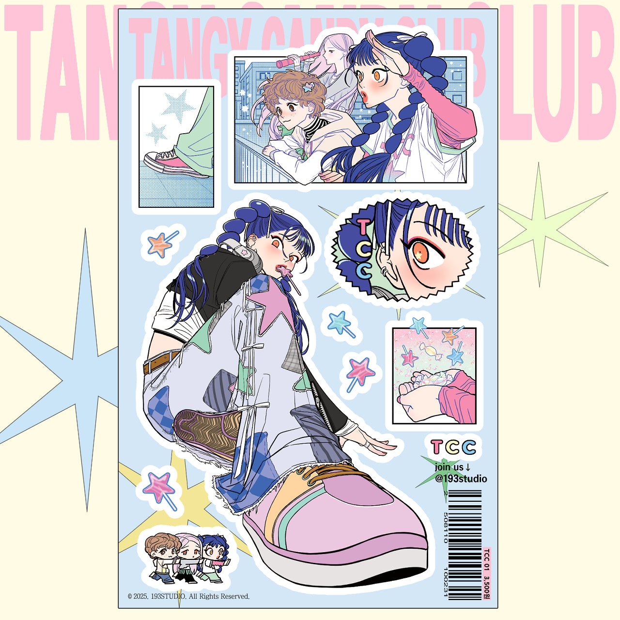 [ST26] NEW Studio 193 'TCC' Removable Sticker Sheet (options) - Studio 193_ST26S1 - 1 (Blue)_korean_sticker_stationery
