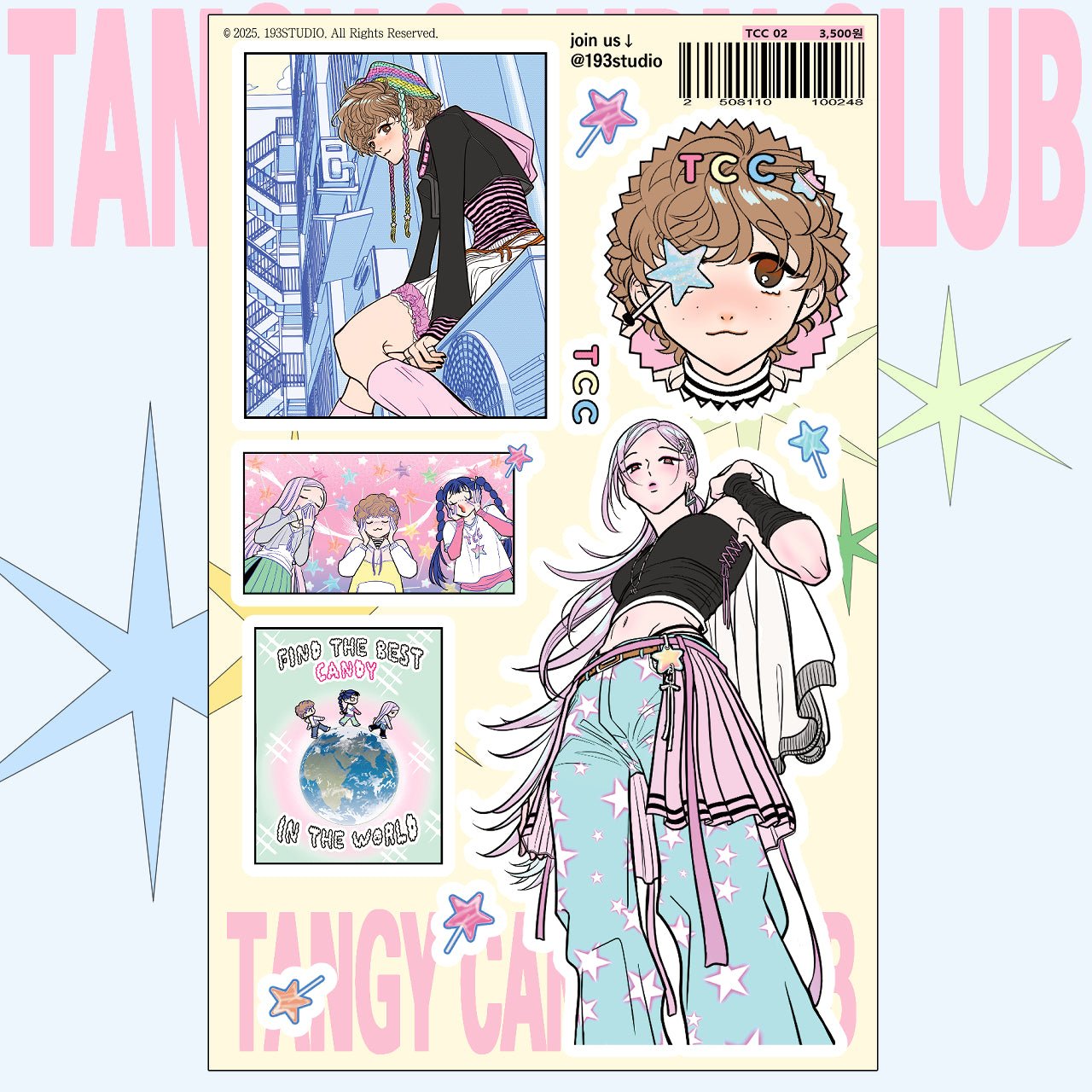 [ST26] NEW Studio 193 'TCC' Removable Sticker Sheet (options) - Studio 193_ST26S2 - 2 (Yellow)_korean_sticker_stationery