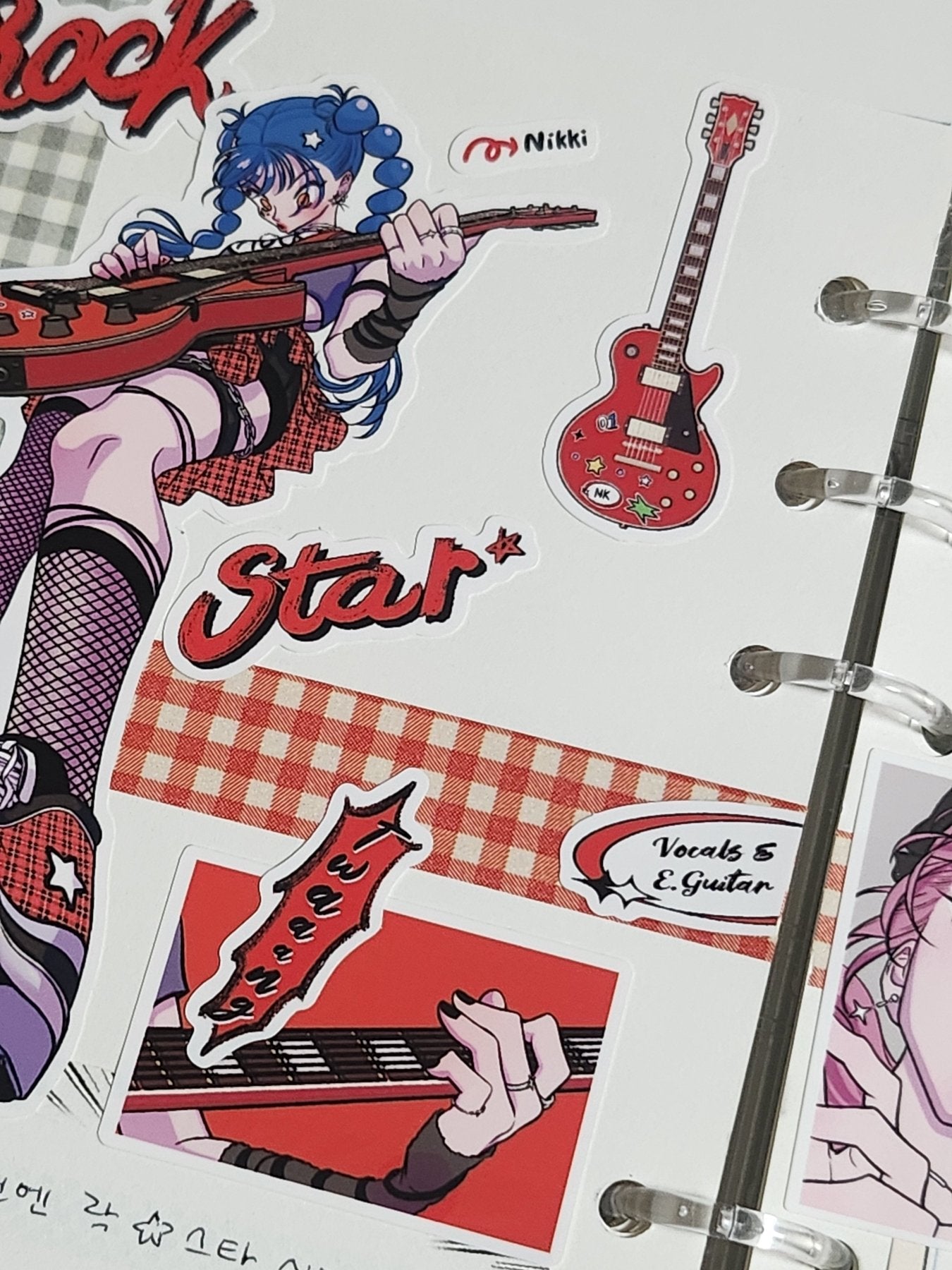[ST27] NEW Studio 193 'Rockstar' Removable Sticker Sheet (options) - Studio 193_ST27S1 - Guitar (Nikki)_korean_sticker_stationery