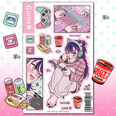 [ST32] NEW Studio 193 'Gamer' Removable Sticker Sheet - Studio 193__korean_sticker_stationery
