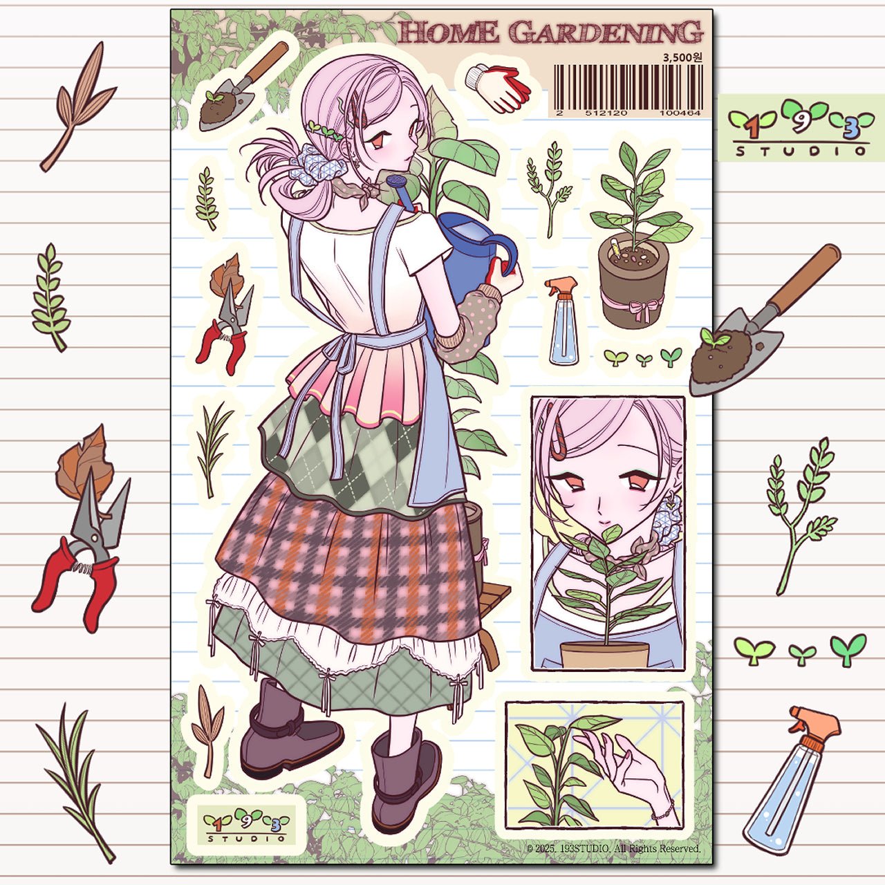 [ST32] NEW Studio 193 'Home Gardening' Removable Sticker Sheet - Studio 193__korean_sticker_stationery
