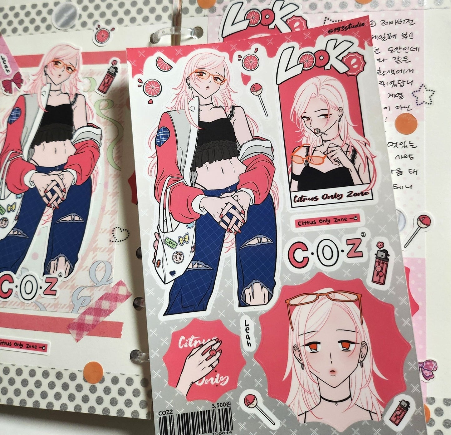 [ST41] NEW Studio 193 'COZ' Removable Sticker Sheet (options) - Studio 193_ST41S2 - 2 (Pink)_korean_sticker_stationery