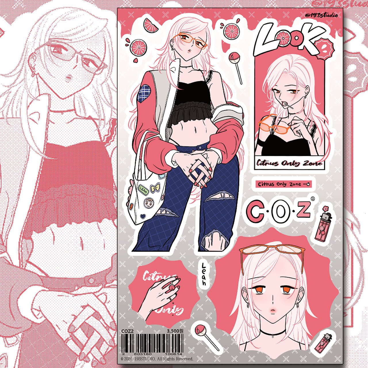[ST41] NEW Studio 193 'COZ' Removable Sticker Sheet (options) - Studio 193_ST41S2 - 2 (Pink)_korean_sticker_stationery