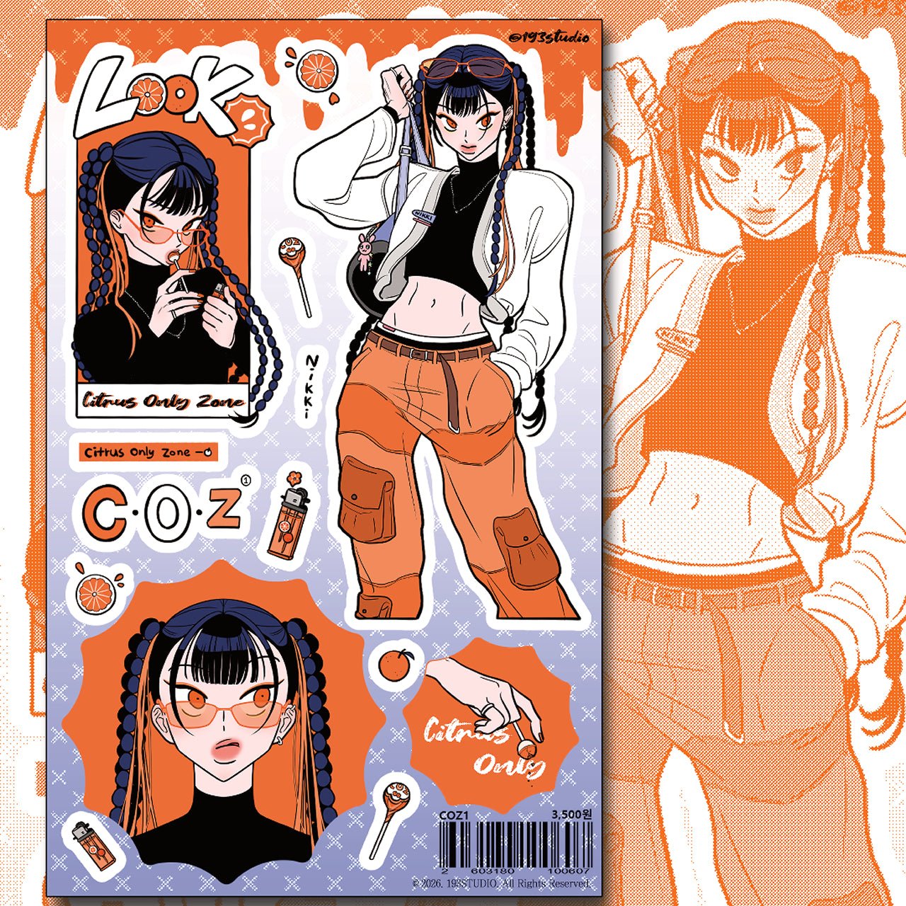 [ST41] NEW Studio 193 'COZ' Removable Sticker Sheet (options) - Studio 193_ST41S1 - 1 (Orange)_korean_sticker_stationery