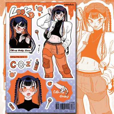 [ST41] NEW Studio 193 'COZ' Removable Sticker Sheet (options) - Studio 193_ST41S1 - 1 (Orange)_korean_sticker_stationery