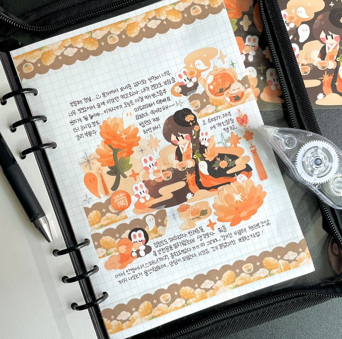 [STA21] Studio Arvie Sagunja Tea Sticker Sheet Pack (Singles/Pack) - Studio Arvie_STA21S1 - Chrysanthemum_korean_sticker_stationery