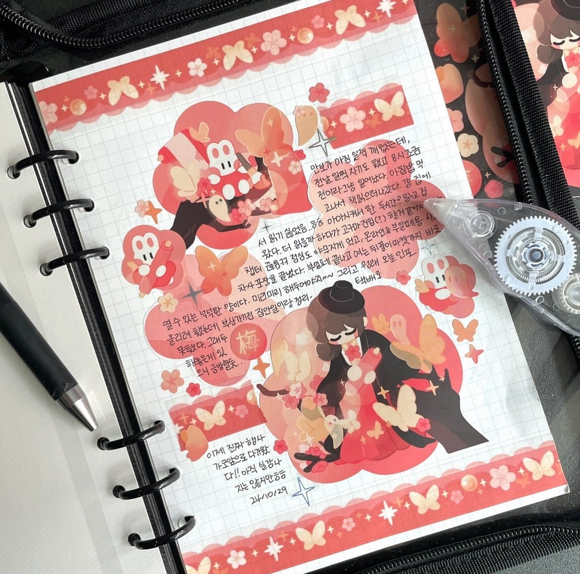 [STA21] Studio Arvie Sagunja Tea Sticker Sheet Pack (Singles/Pack) - Studio Arvie_STA21S3 - Cherry Blossom_korean_sticker_stationery