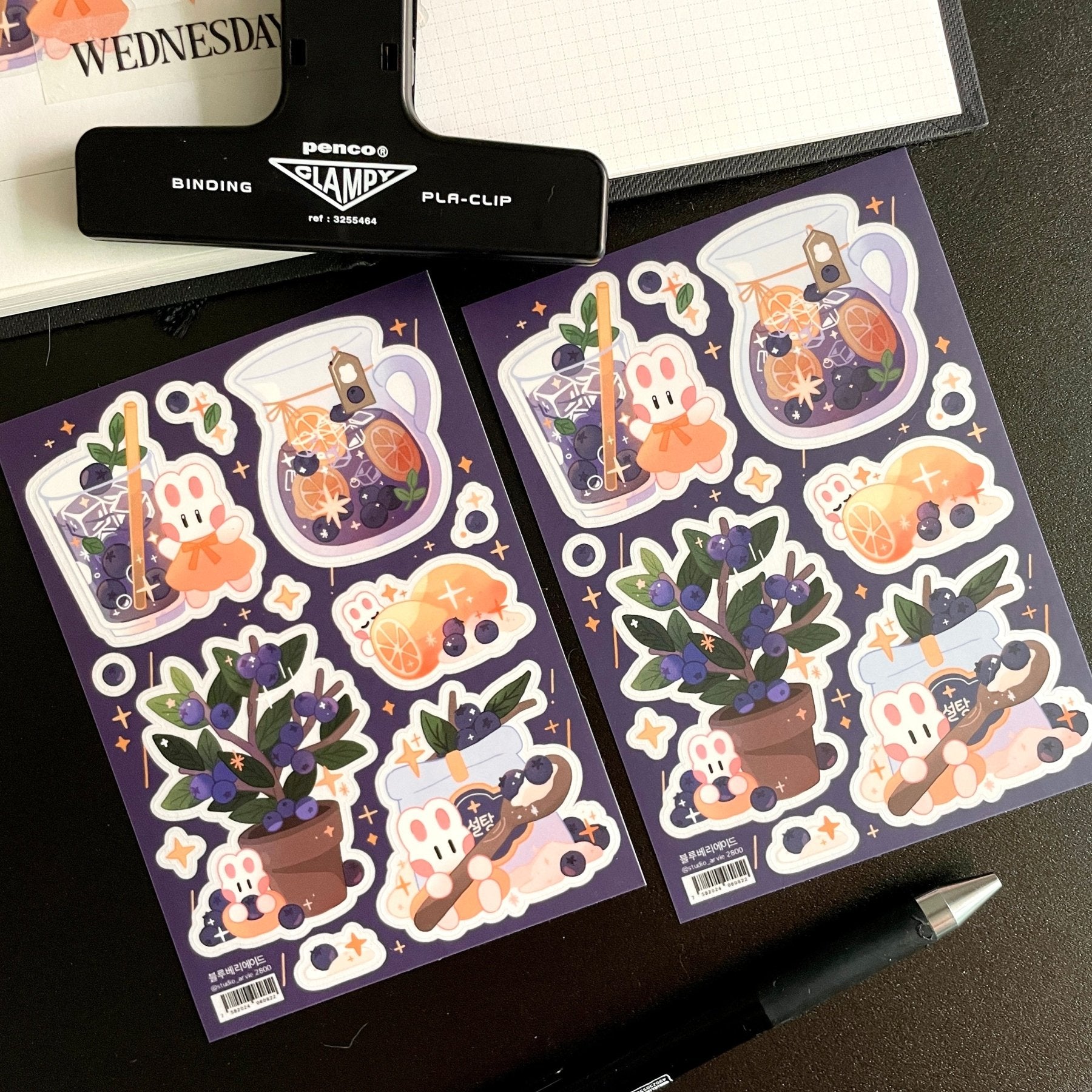 [STA24] Studio Arvie Late Night Cafe Sticker Pack (Singles/Pack) - Studio Arvie_STA24S2 - Blueberry_korean_sticker_stationery