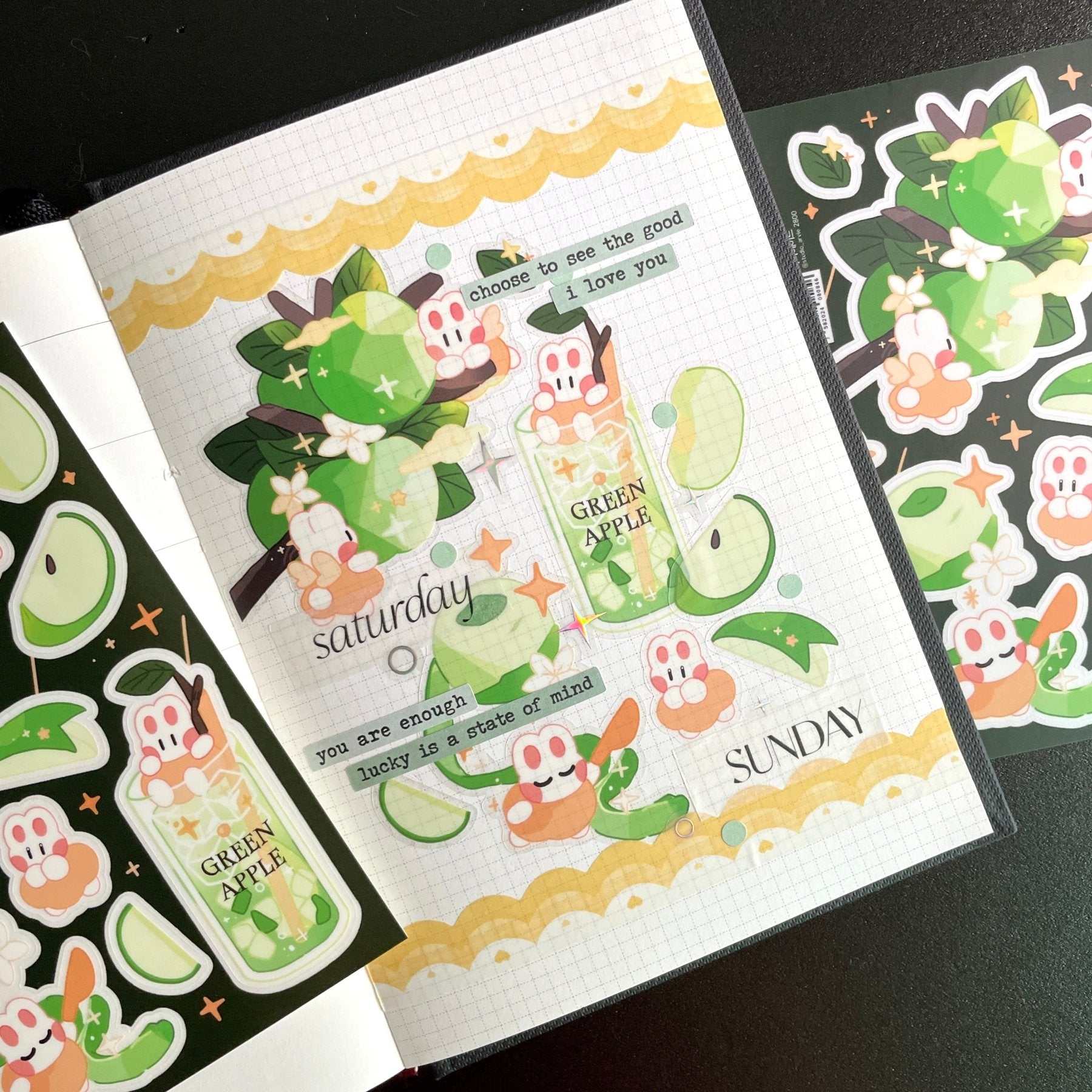 [STA24] Studio Arvie Late Night Cafe Sticker Pack (Singles/Pack) - Studio Arvie_STA24S3 - Green Apple_korean_sticker_stationery