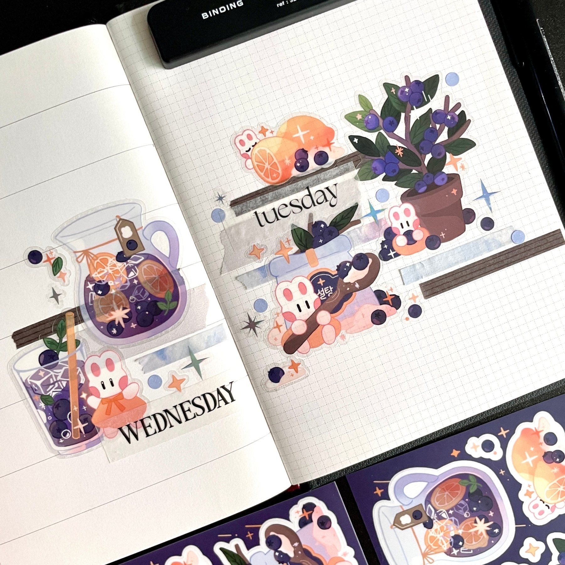 [STA24] Studio Arvie Late Night Cafe Sticker Pack (Singles/Pack) - Studio Arvie_STA24S2 - Blueberry_korean_sticker_stationery