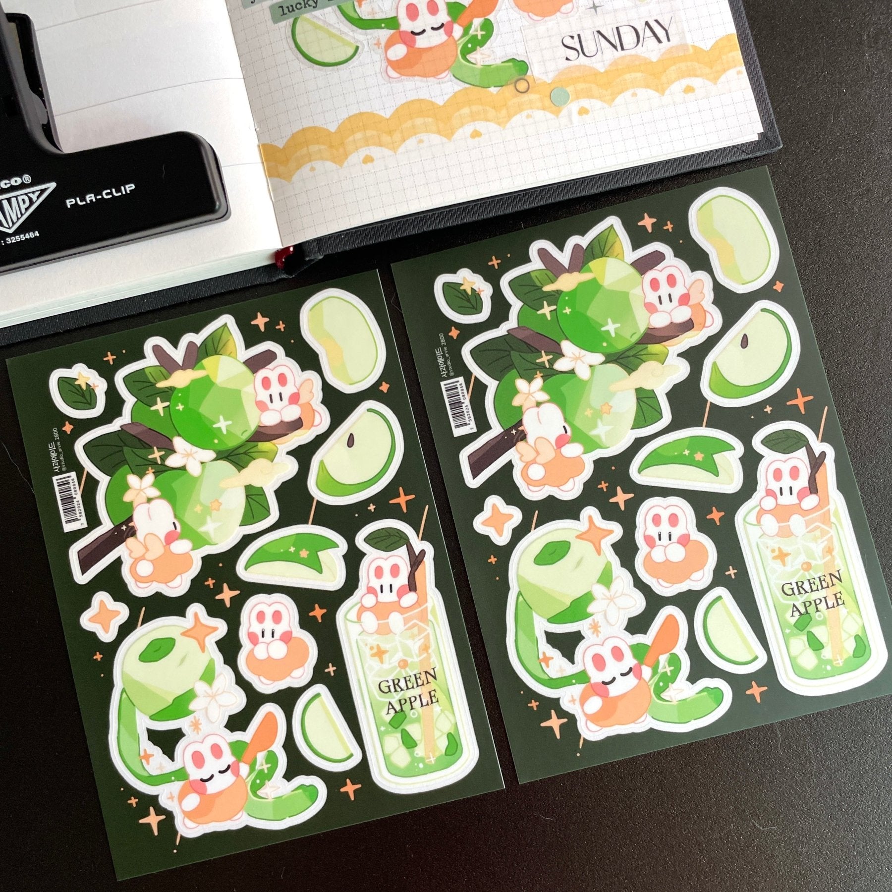 [STA24] Studio Arvie Late Night Cafe Sticker Pack (Singles/Pack) - Studio Arvie_STA24S3 - Green Apple_korean_sticker_stationery