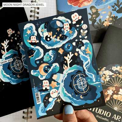 [STA29] Studio Arvie Indangsu Treasure Sticker Pack (Singles/Pack) - Studio Arvie_STA29S1 - Moon Night Dragon Jewel_korean_sticker_stationery