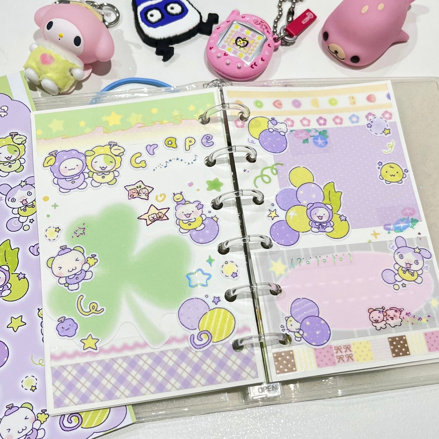 [SY63] Syom x Bodeum Bodeum Glittery Fruits Sticker Sheets (options) - Syomsyom_SY63S2 - Grape_korean_sticker_stationery