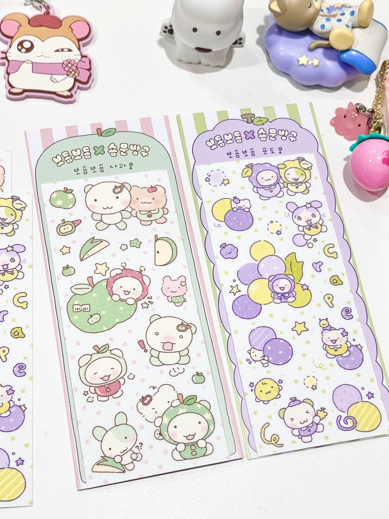 [SY63] Syom x Bodeum Bodeum Glittery Fruits Sticker Sheets (options) - Syomsyom_SY63S1 - Green Apple_korean_sticker_stationery